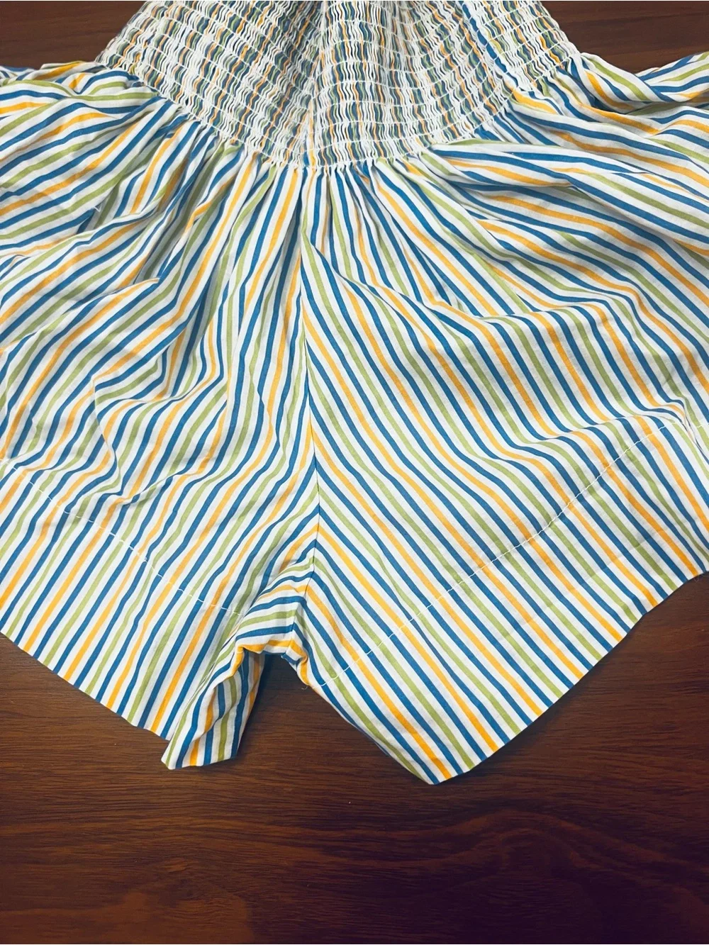 KOCH Erika Skort Multicolor Striped Smocked Waist Shorts Skirt Size S